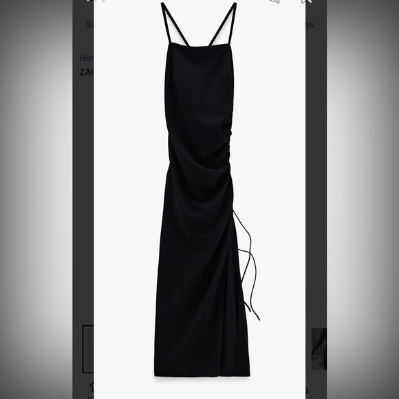 NWT Zara Black Ruched Dress - Picture 5 of 7